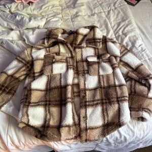 Forever 21 Brown and White Teddy Jacket Cozy Winter Essential